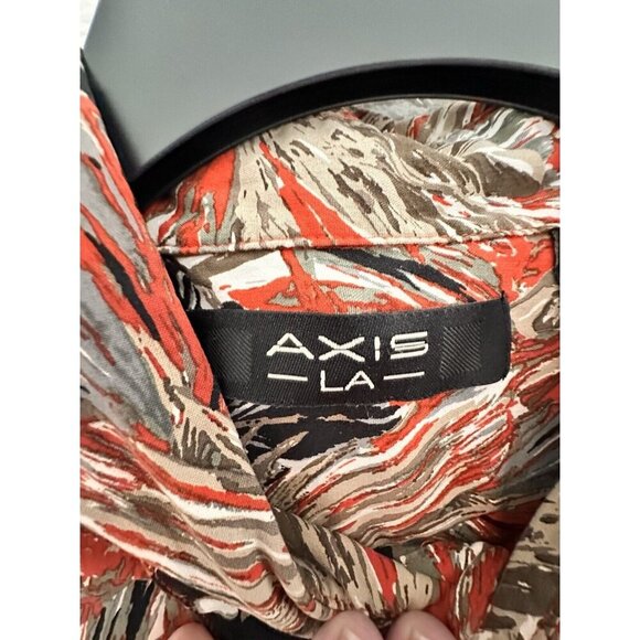 AXIS‎ LA Button Up Shirt Mens XL Red Black 100% Silk Hawaiian Style Floral Print - Picture 2 of 7